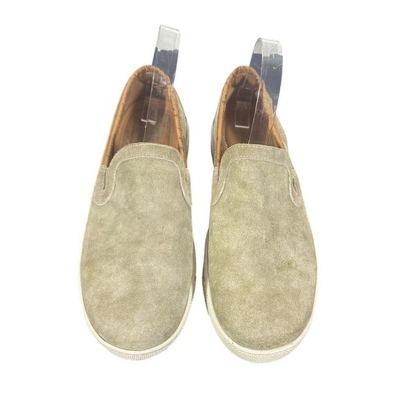 TB Phelps Men’s Suede Slip-On Shoes Tan Leather Trim SZ 9 Casual Comfort loafer - Picture 5 of 10